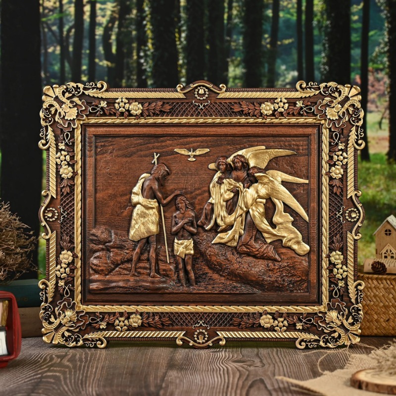 Home Decor Frames - Handcrafted Wooden Relief Wall Art,Baptism of