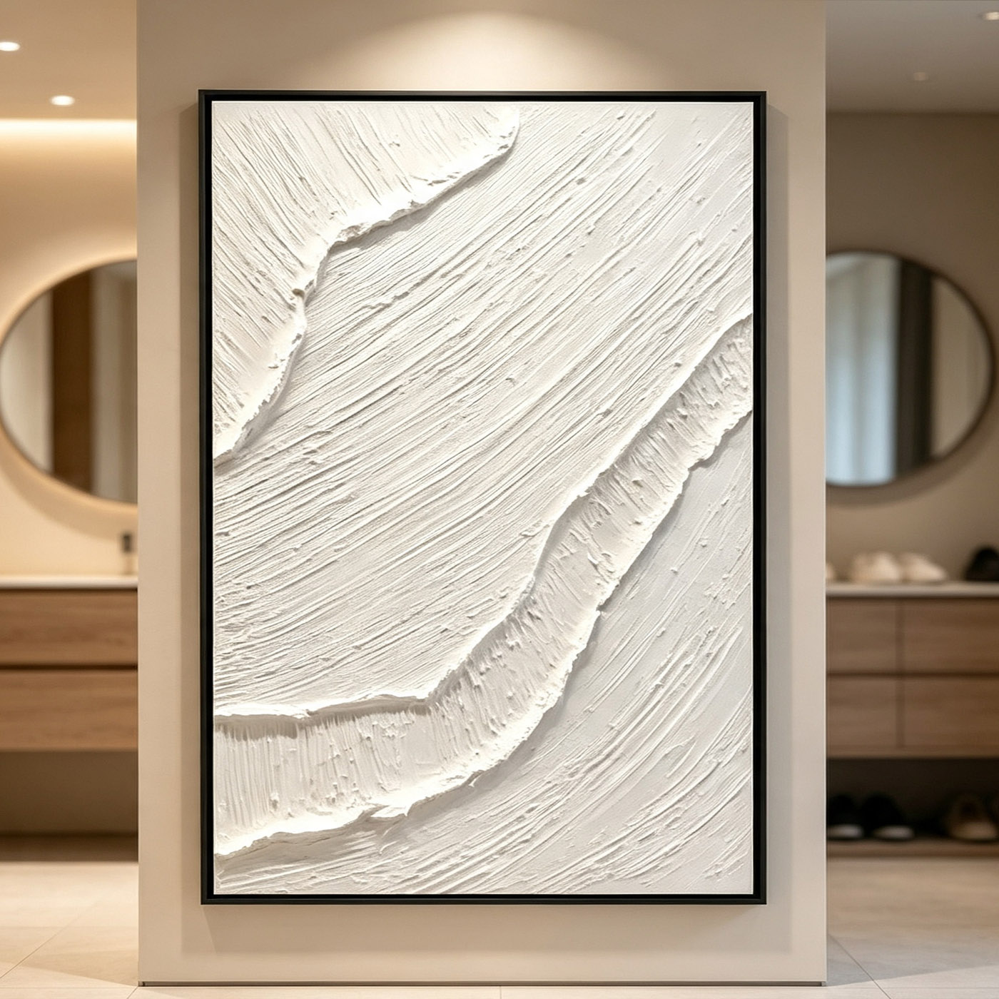 Home Decor Frames - Hand-Painted White 3D Thick Texture Abstract