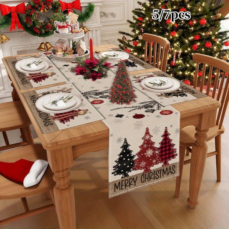 Linen Table Runner - American Country Christmas Table Runner Placemats