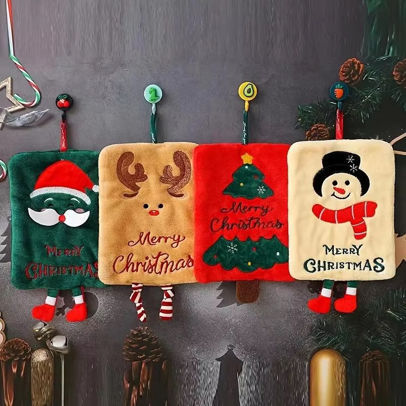 Home Decor Xmas Gifts - Christmas Hanging Hand Towel Cute Santa