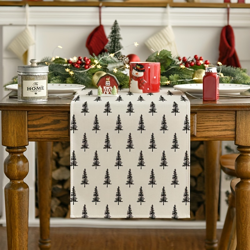 Linen Table Runner - Simple Christmas Tree Table Runner Fashion