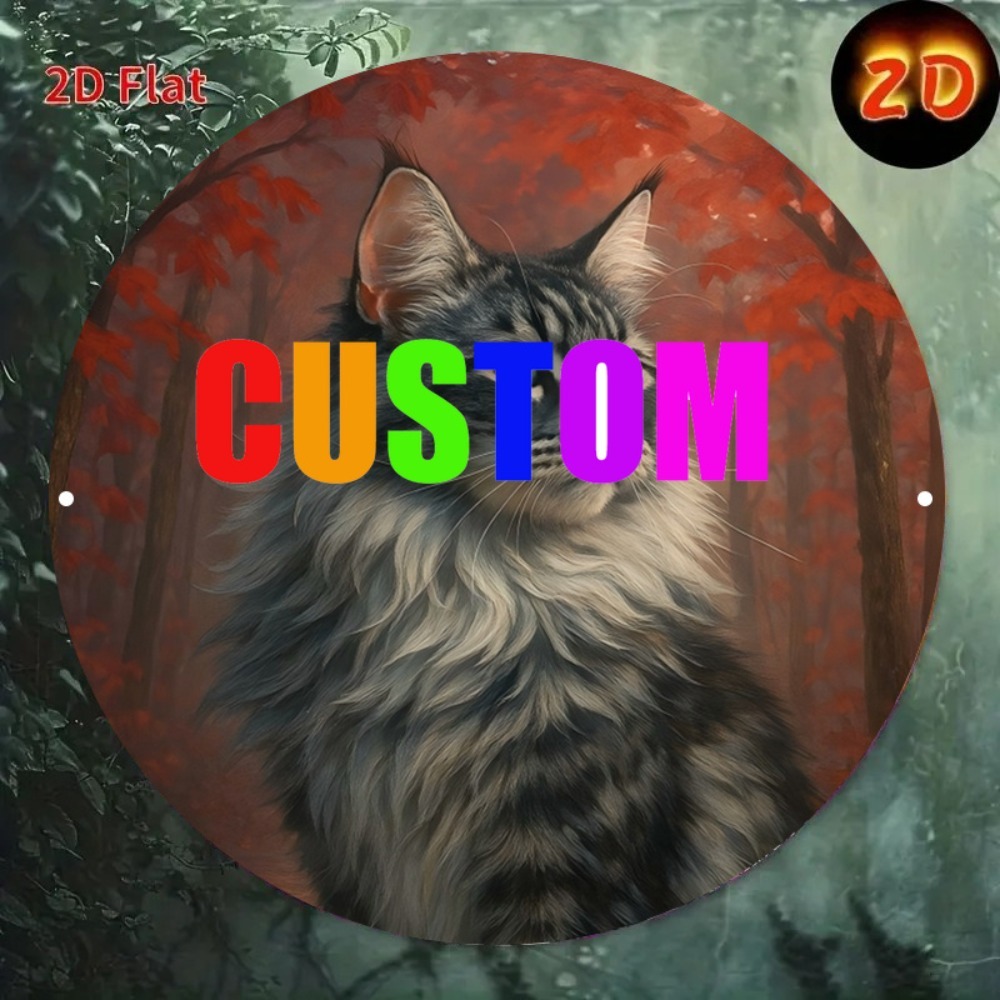 Home Decor Xmas Gifts - 2D Flat Custom Round Vintage Cat