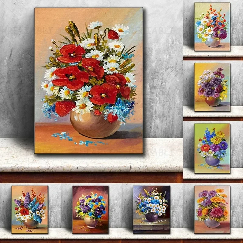 Home Decor Vase With Flowers - Diamond Painting Posters And Prints Wall