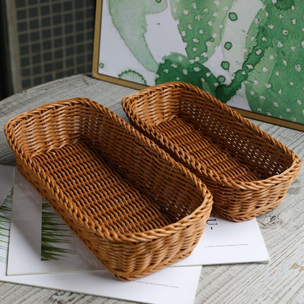 Rattan Plant Basket - Imitation Rattan Storage Basket Faux Wicker