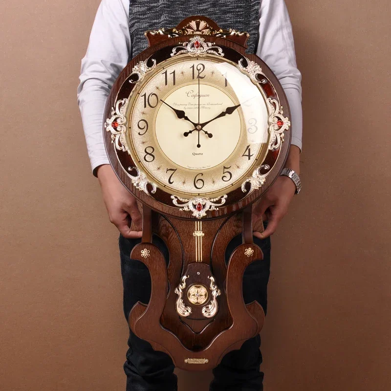 Home Decor Living Room Ideas - Nordic Large Wall Clock Wood Vintage