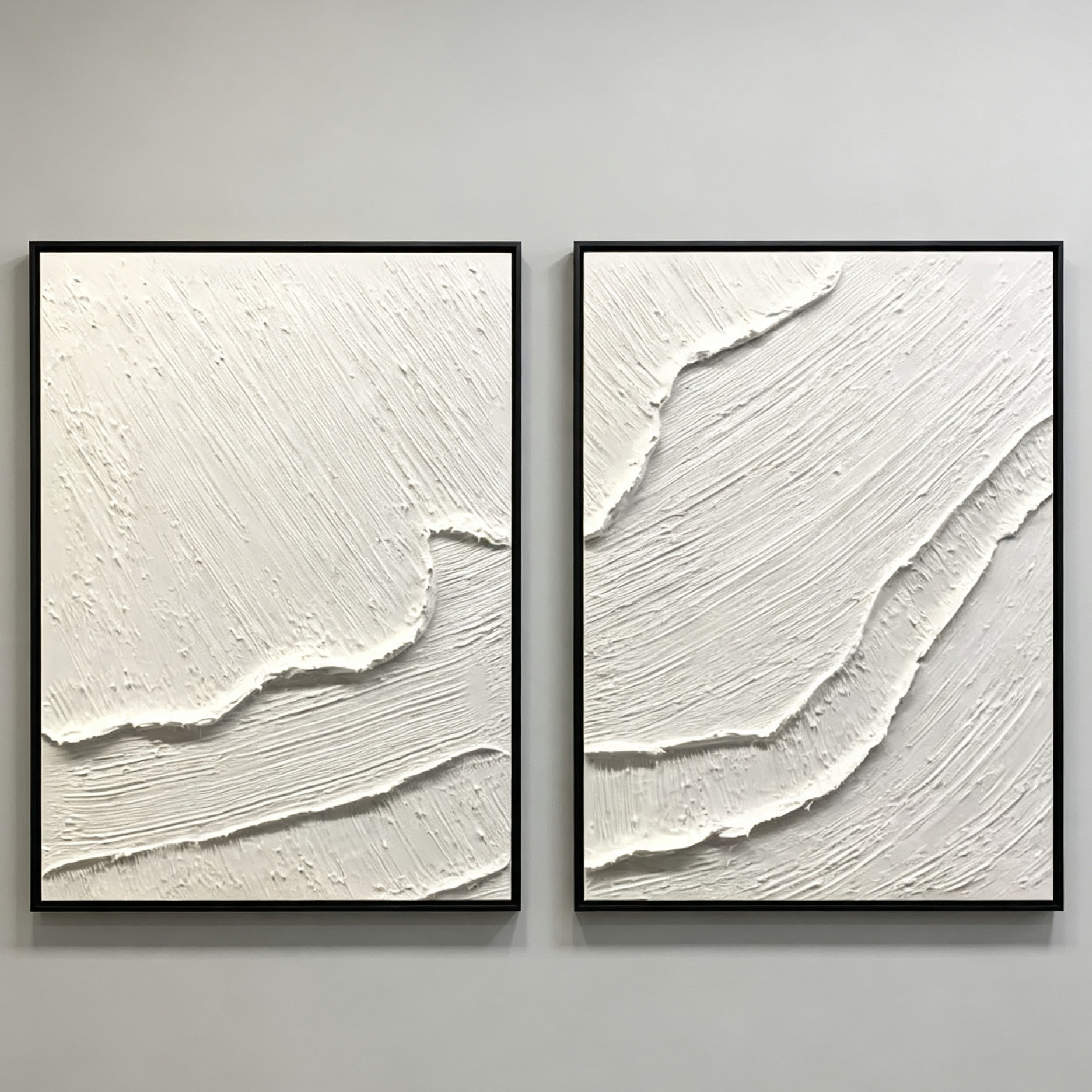 Hand-Painted White 3D Thick Te - Home Decor Frames ulasan dan harga