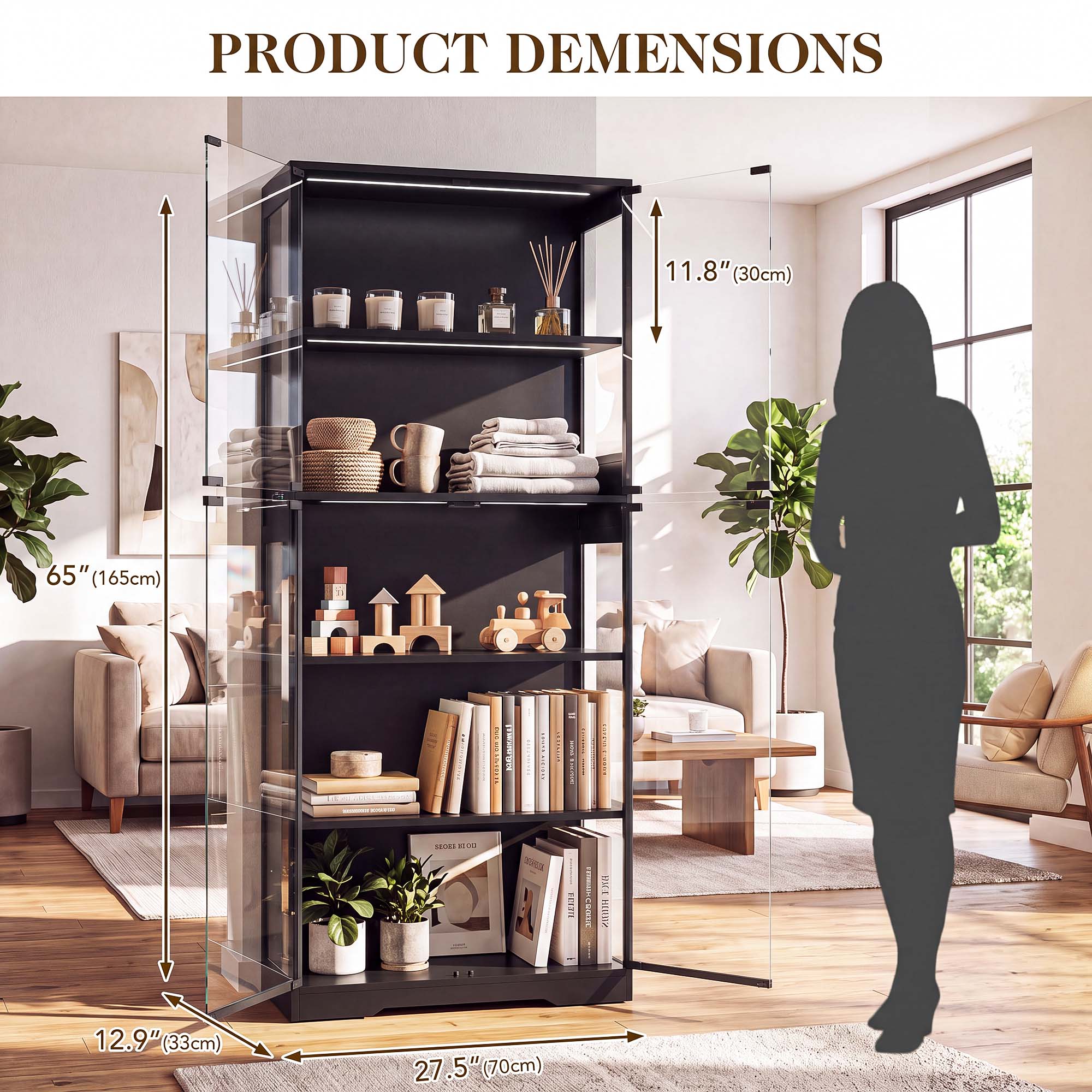 TCGBKAF 5‑Tier Display Cabinet - Home Decor Furniture ulasan dan harga