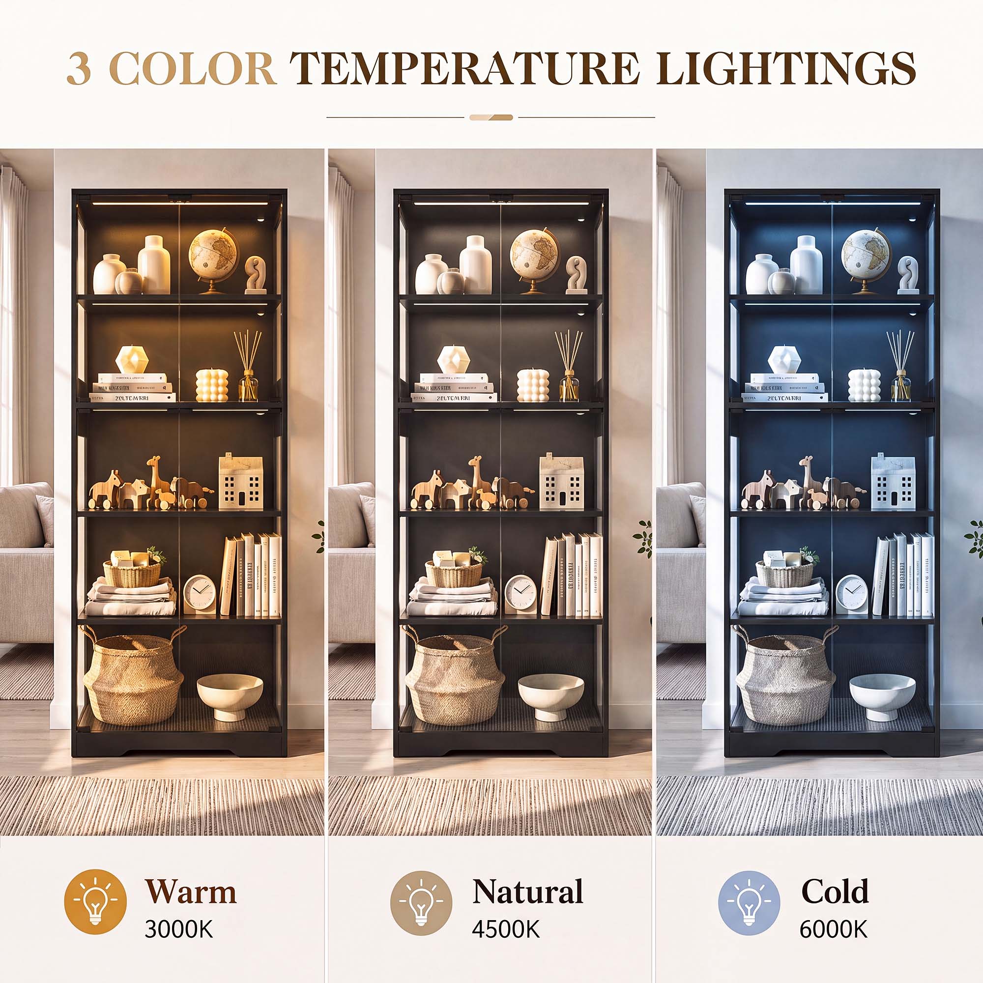 TCGBKAF 5‑Tier Display Cabinet - Home Decor Furniture ulasan dan harga
