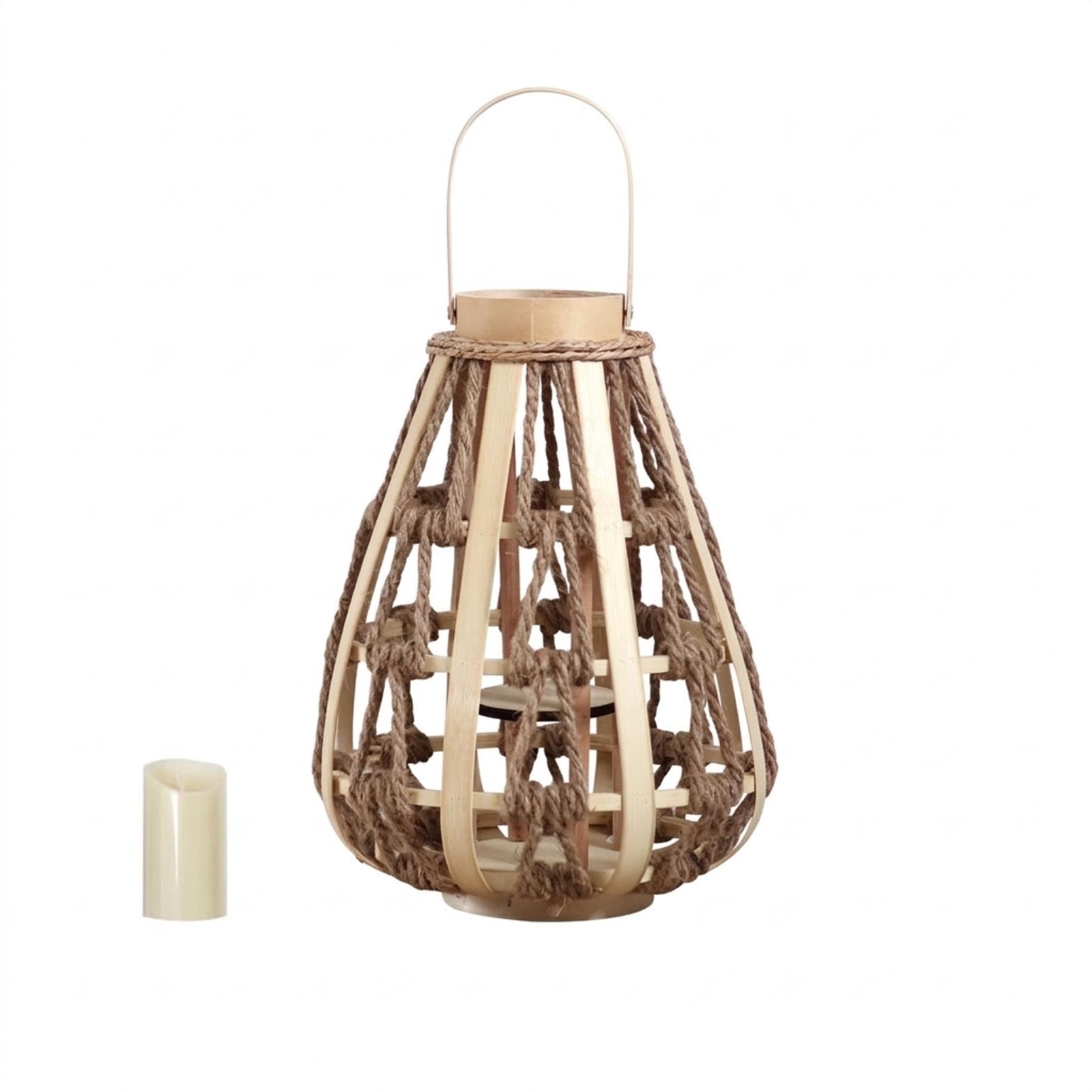 Natural Wood Rope Lantern Cand - Home Decor Frames ulasan dan harga
