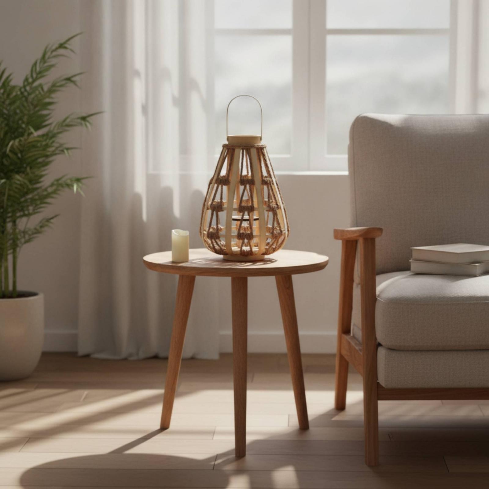 Natural Wood Rope Lantern Cand - Home Decor Frames ulasan dan harga