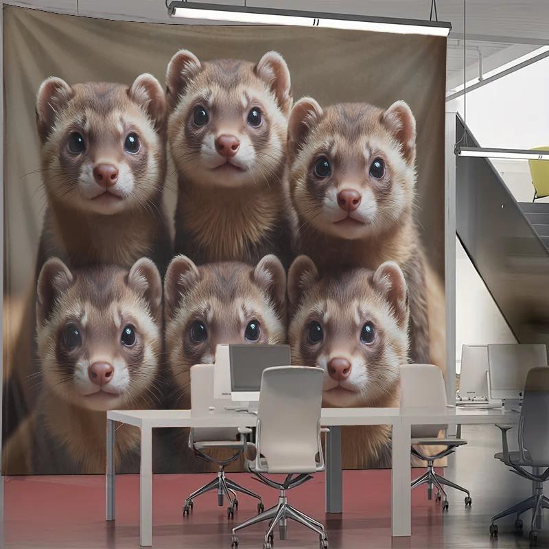 Cute Ferret Group Tapestry Wal - Home Decor Living Room Ideas ulasan dan harga