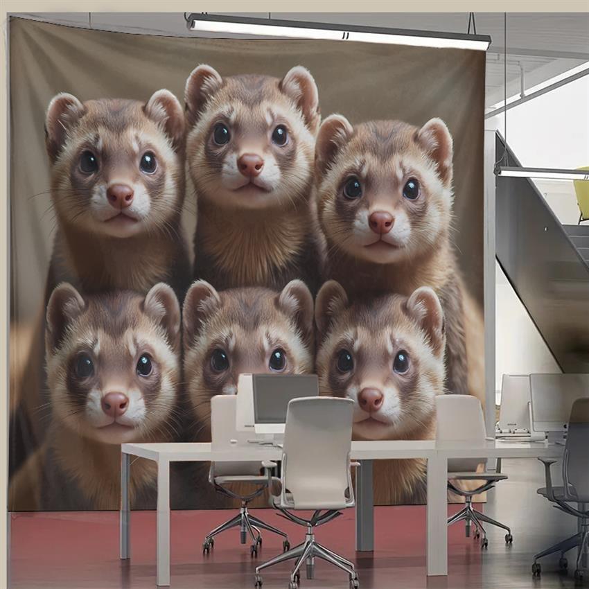 Cute Ferret Group Tapestry Wal - Home Decor Living Room Ideas ulasan dan harga