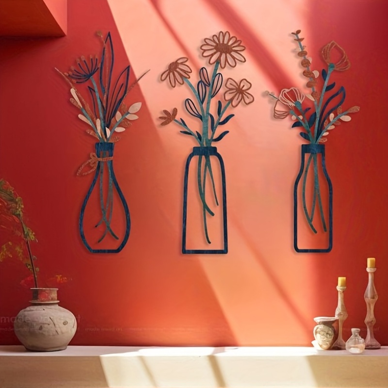 3 Large Floral Wall Art Sculpt - Home Decor Vase With Flowers ulasan dan harga