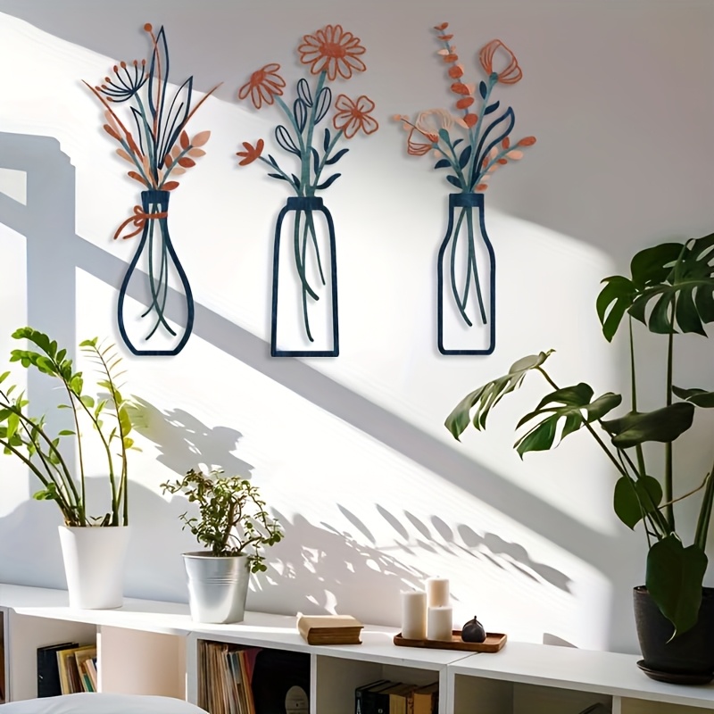 3 Large Floral Wall Art Sculpt - Home Decor Vase With Flowers ulasan dan harga