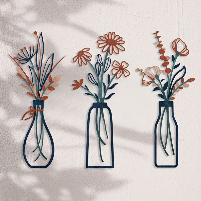 3 Large Floral Wall Art Sculpt - Home Decor Vase With Flowers ulasan dan harga