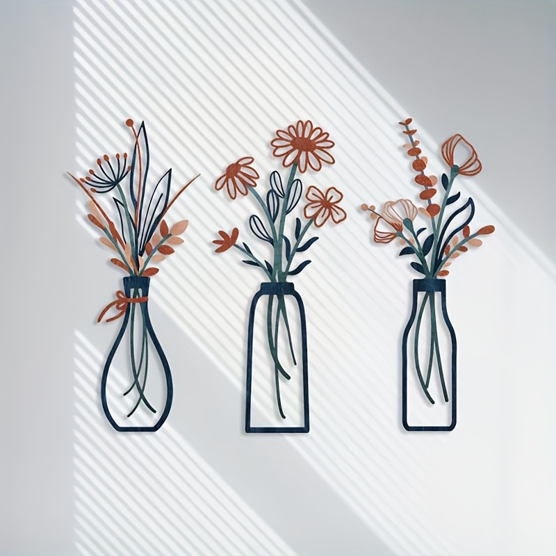 3 Large Floral Wall Art Sculpt - Home Decor Vase With Flowers ulasan dan harga