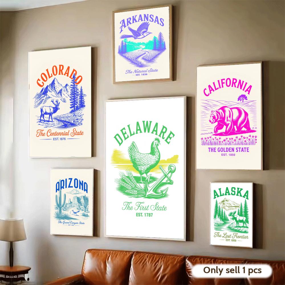 Animal Us States Art Design Po - Home Decor Living Room Ideas ulasan dan harga