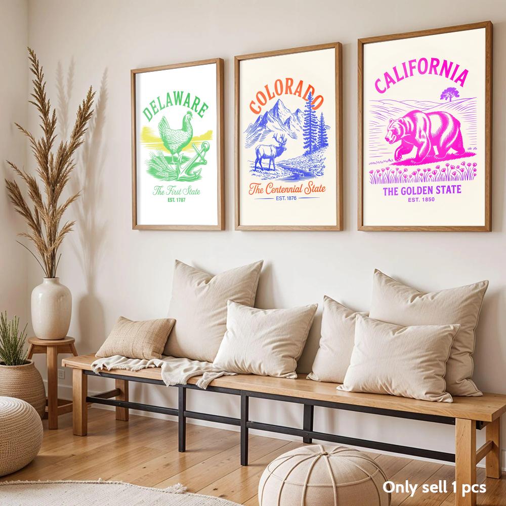 Animal Us States Art Design Po - Home Decor Living Room Ideas ulasan dan harga