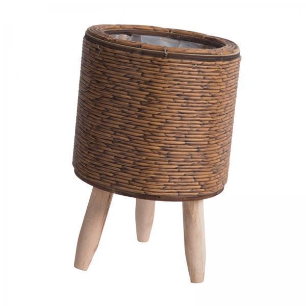 2x Legged Woven Basket for Pla - Rattan Plant Basket ulasan dan harga
