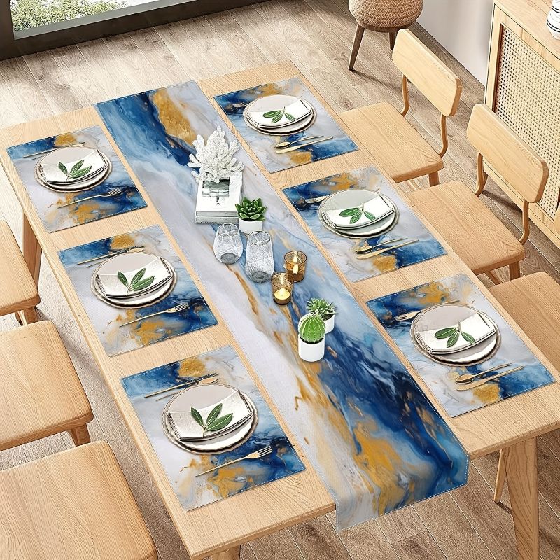 VIKAMA Light Luxury Marble Ins - Linen Table Runner ulasan dan harga