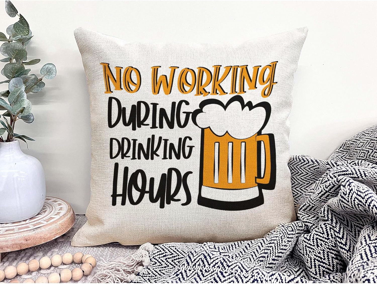 Funny Beer Pillow Cover, No Wo - Home Decor Quotes Ideas ulasan dan harga