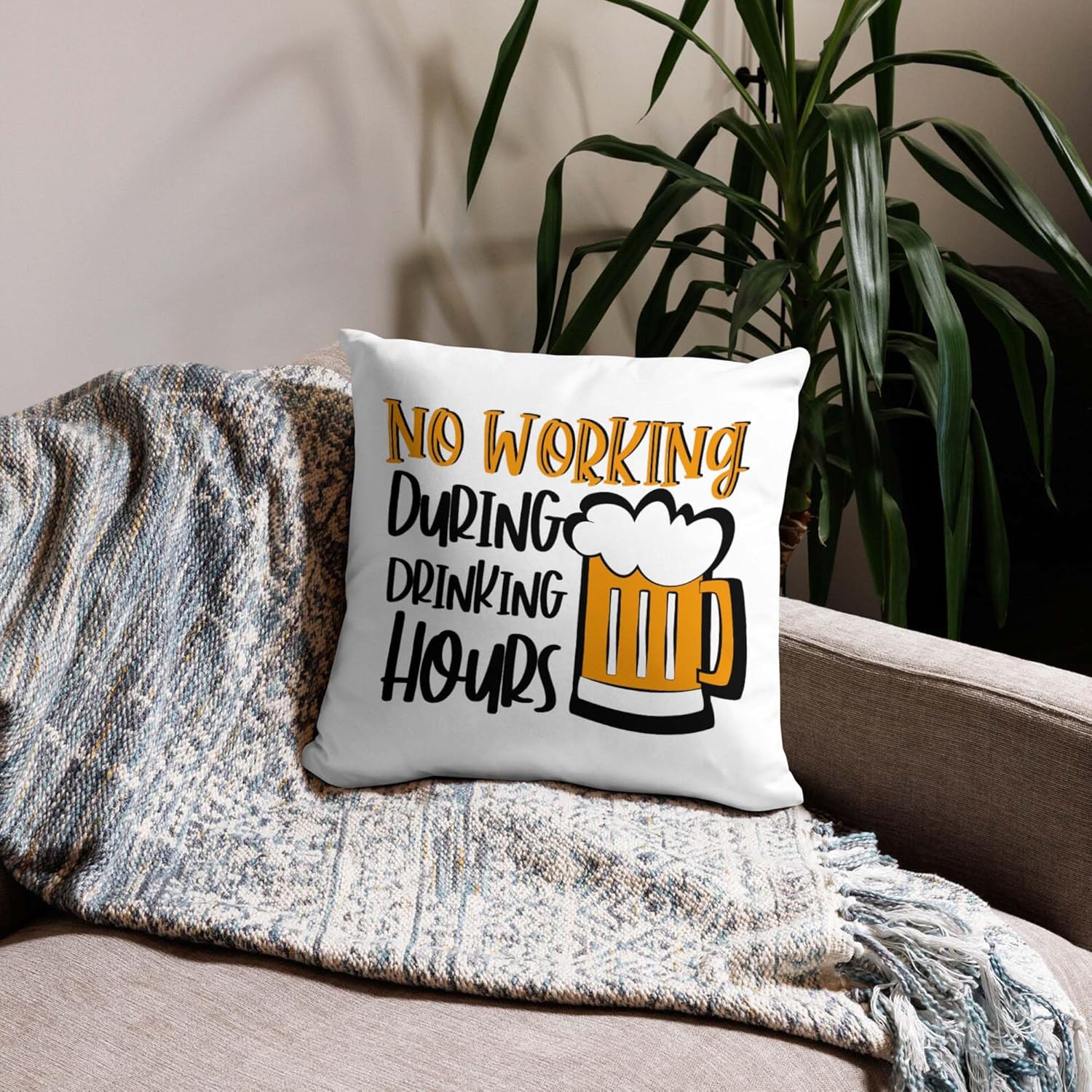 Funny Beer Pillow Cover, No Wo - Home Decor Quotes Ideas ulasan dan harga
