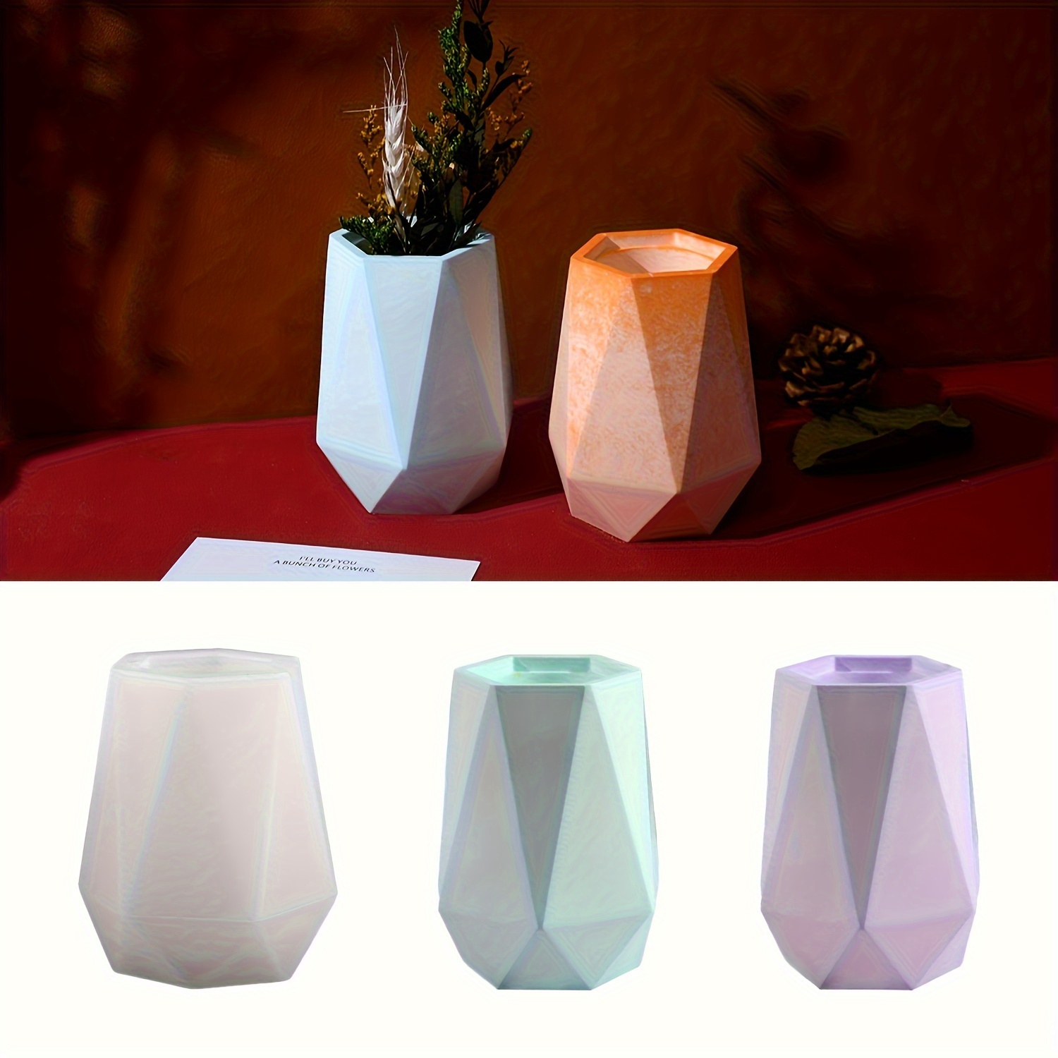Diy6 Side Cut Side Vase Silico - Home Decor Vase With Flowers ulasan dan harga