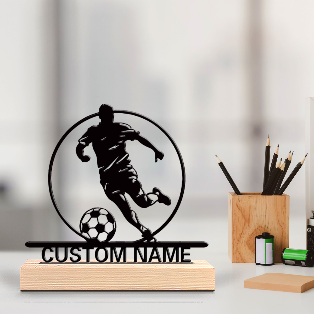 Custom Soccer Player Metal Sta - Home Decor Furniture ulasan dan harga