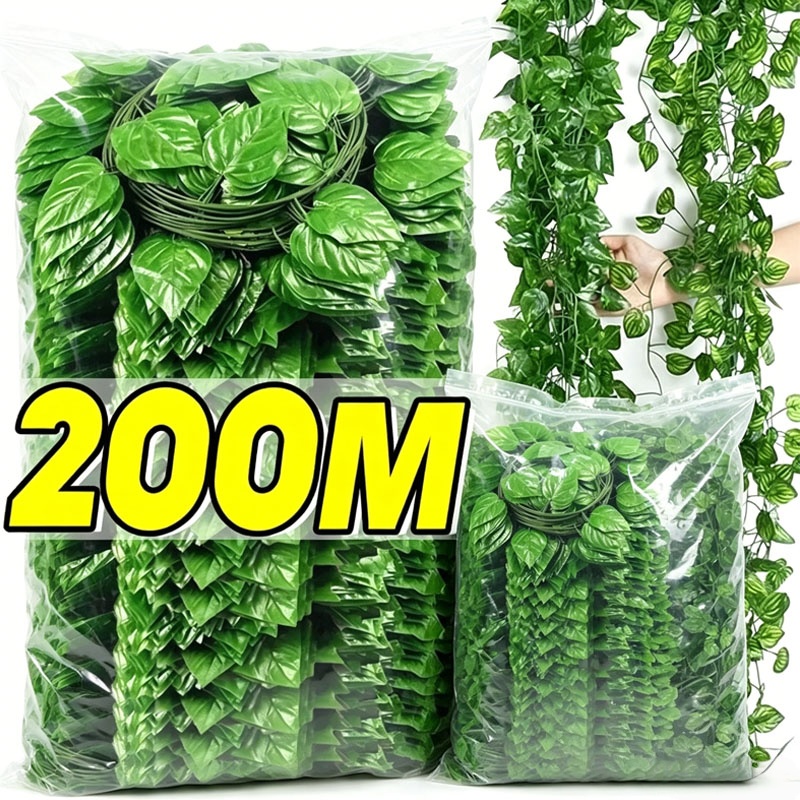Artificial Green Ivy Leaf Ratt - Rattan Plant Basket ulasan dan harga