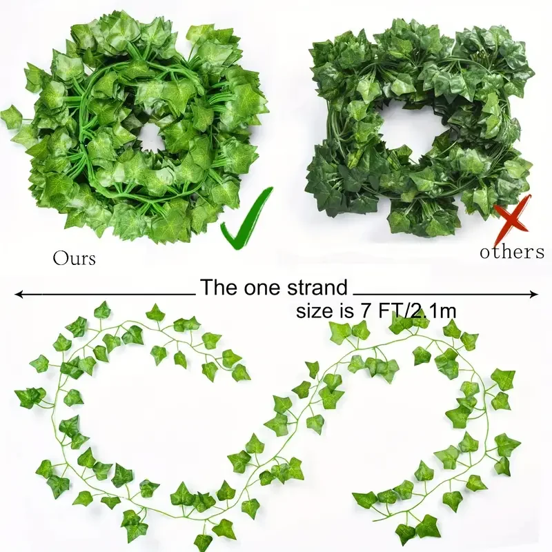 Artificial Green Ivy Leaf Ratt - Rattan Plant Basket ulasan dan harga