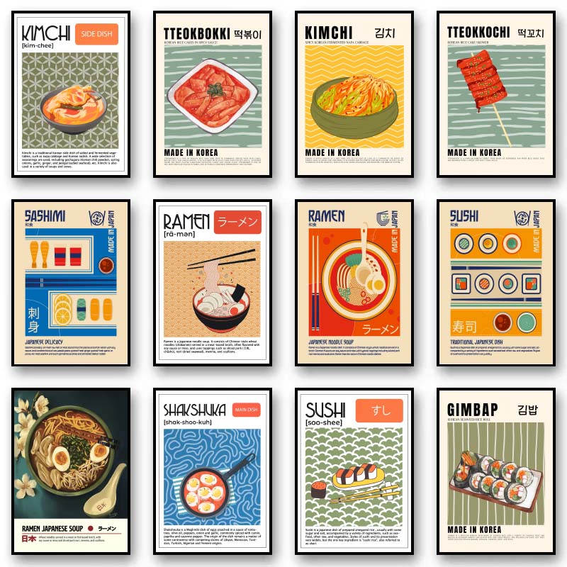 Asian Food Canvas Painting Pos - Home Decor Korea ulasan dan harga