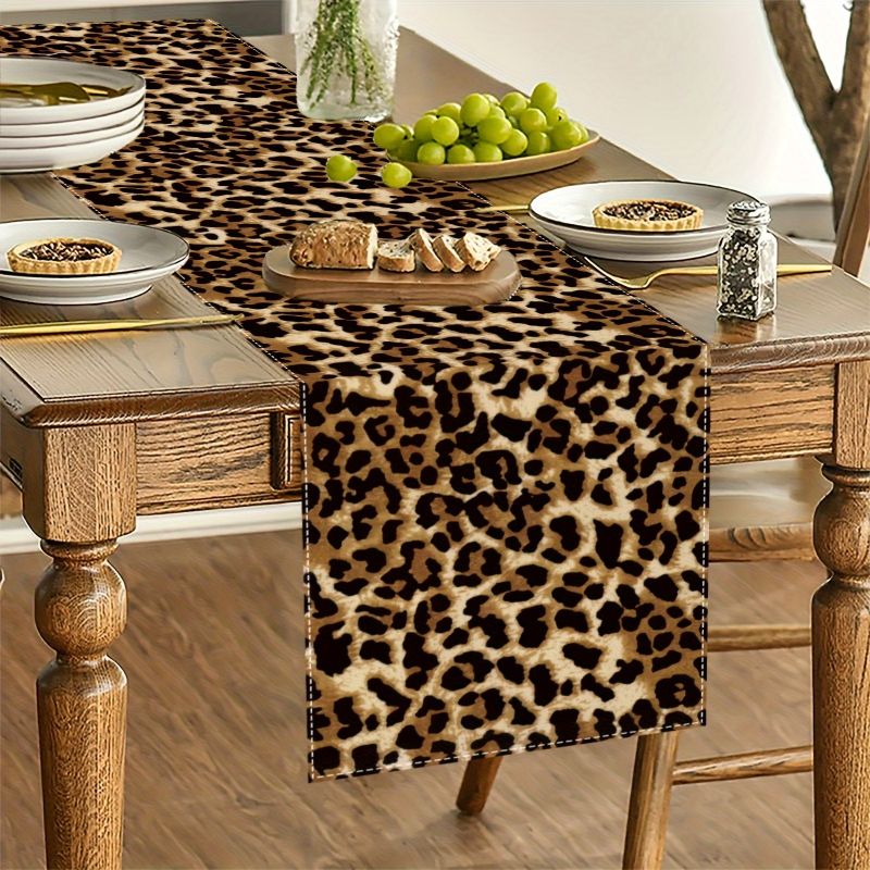 VIKAMA Light Luxury Leopard Pa - Linen Table Runner ulasan dan harga