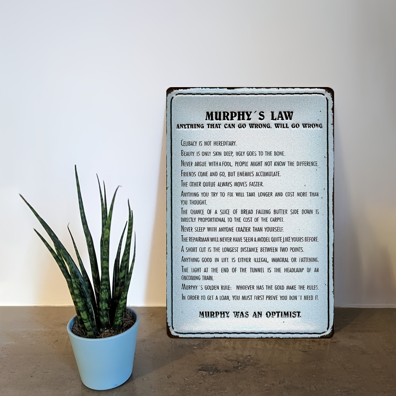 Murphy's Law Metal Sign - Wate - Home Decor Quotes Ideas ulasan dan harga