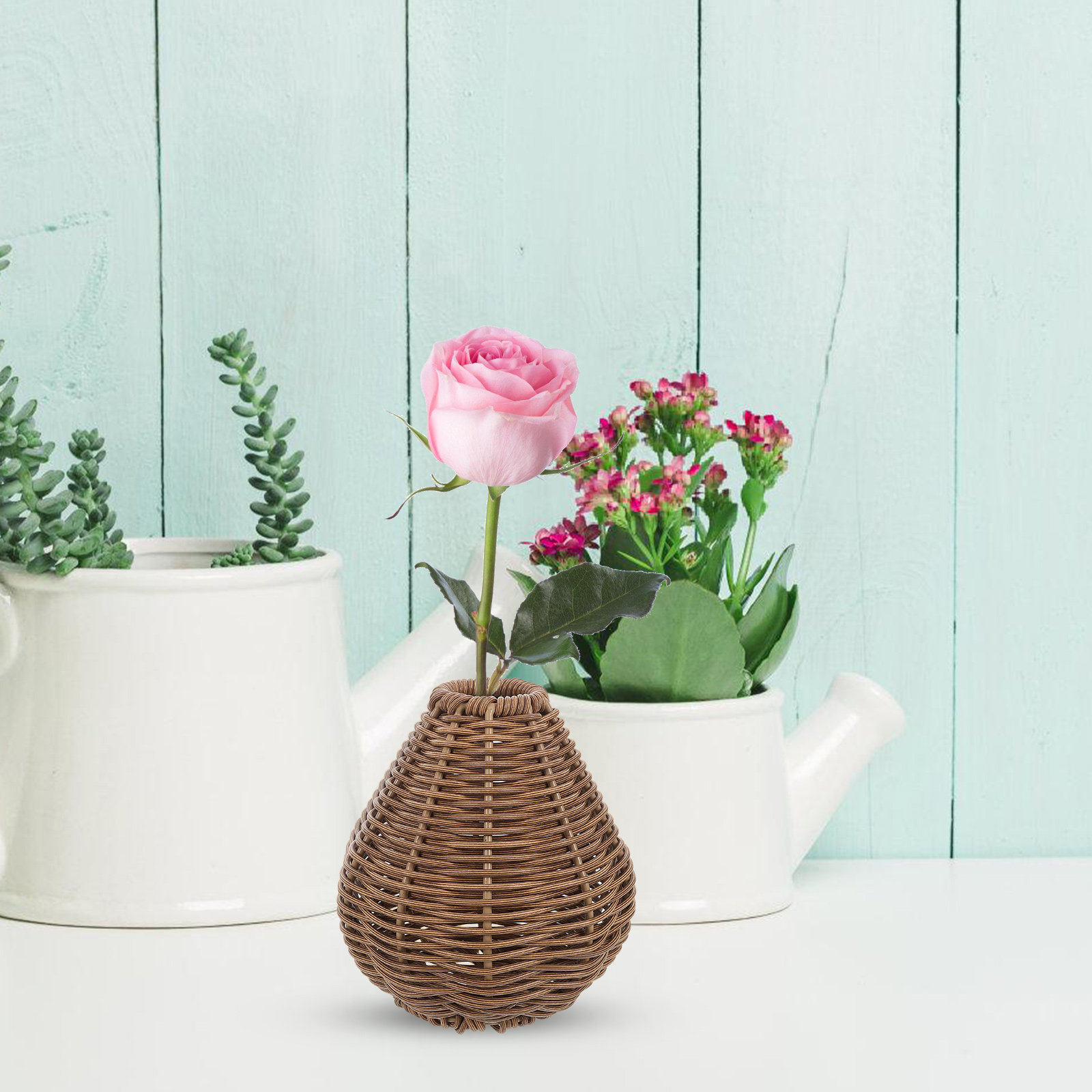 Rustic Flower Basket Woven Art - Rattan Plant Basket ulasan dan harga
