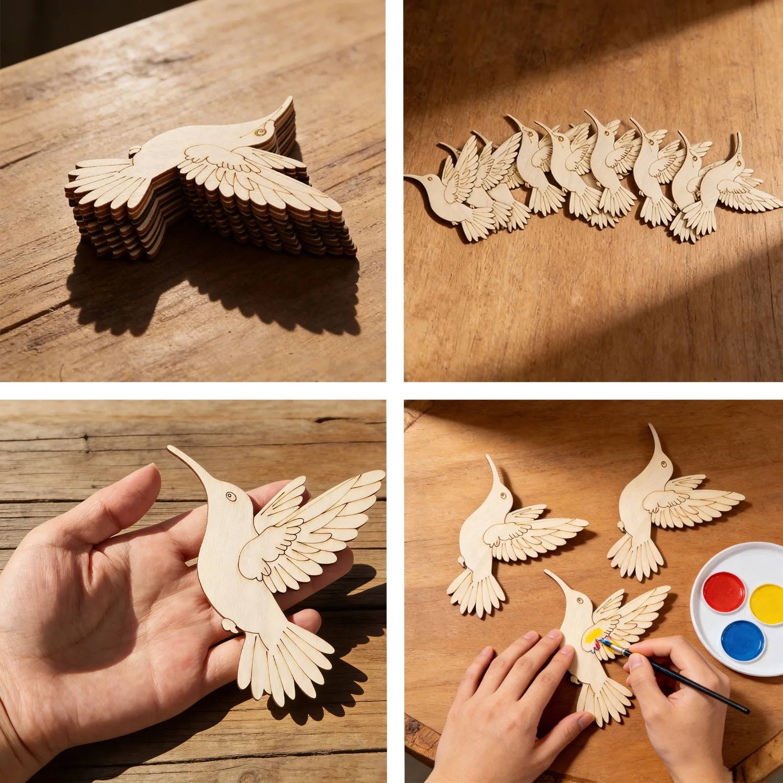10pcs Unfinished Wood Animal B - Home Decor Painting ulasan dan harga