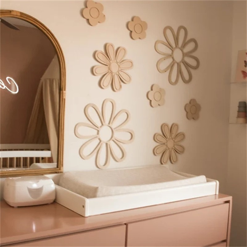 Ins Wooden Daisy Wall Flowers  - Home Decor Korea ulasan dan harga