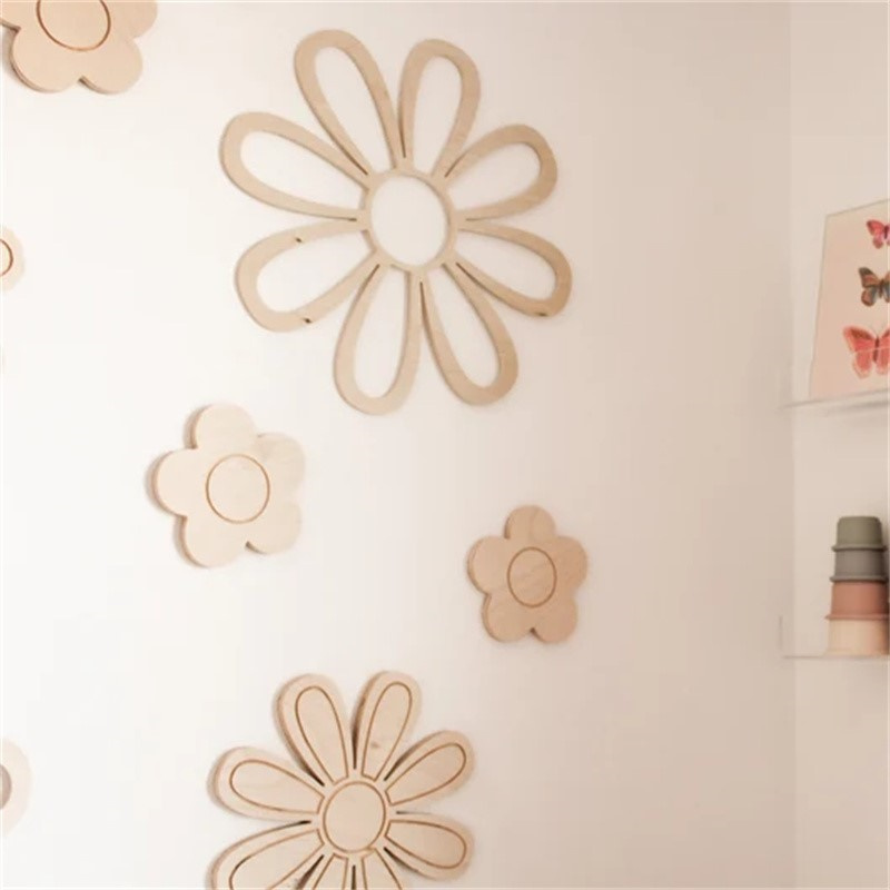 Ins Wooden Daisy Wall Flowers  - Home Decor Korea ulasan dan harga