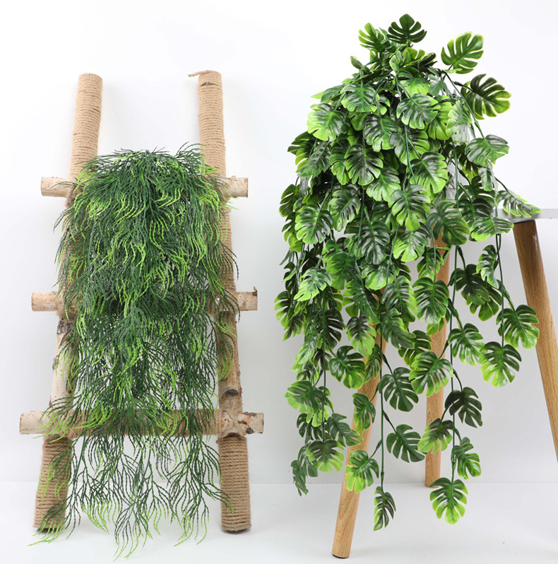 80CM Artificial Hanging Flower - Rattan Plant Basket ulasan dan harga