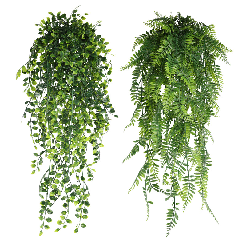 80CM Artificial Hanging Flower - Rattan Plant Basket ulasan dan harga