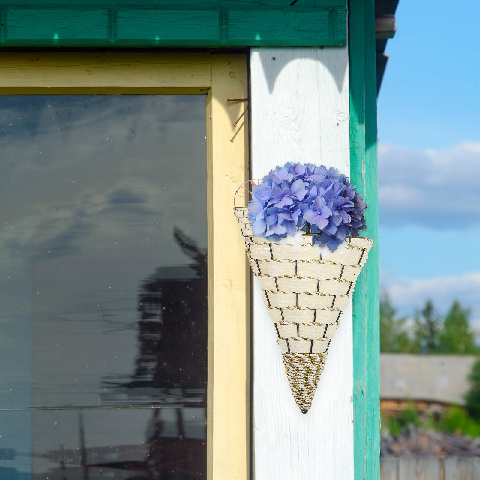 2Pcs Triangular Wall Hanging F - Rattan Plant Basket ulasan dan harga