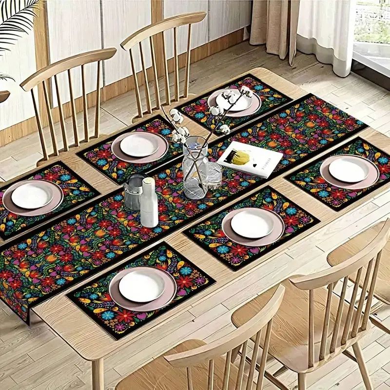 VIKAMA Bohemian Floral Table R - Linen Table Runner ulasan dan harga
