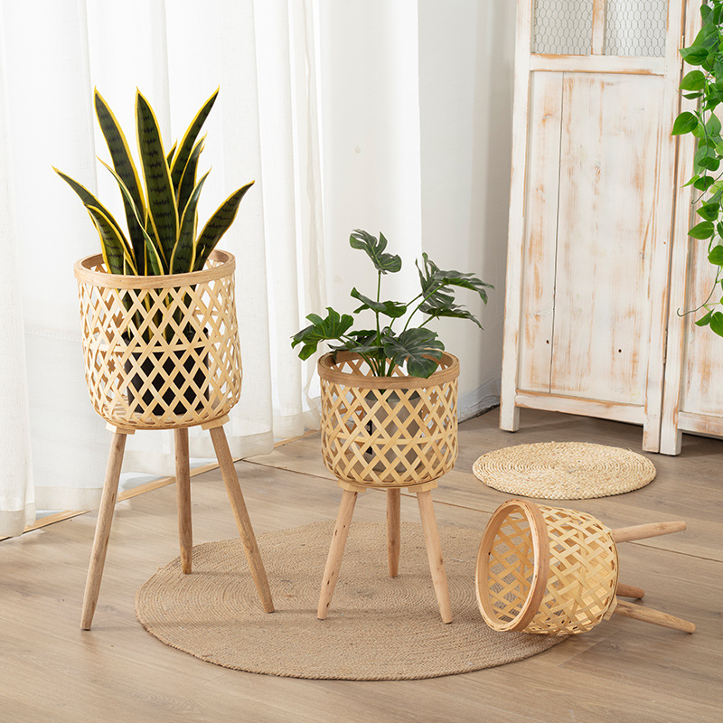 Bamboo Flowerpot Wooden Plant  - Rattan Plant Basket ulasan dan harga