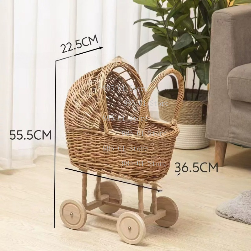 Handwoven Wicker Bassinet Stro - Rattan Plant Basket ulasan dan harga