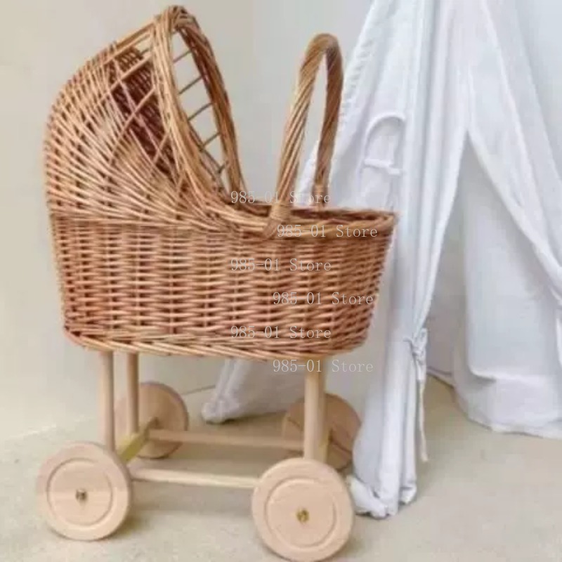 Handwoven Wicker Bassinet Stro - Rattan Plant Basket ulasan dan harga