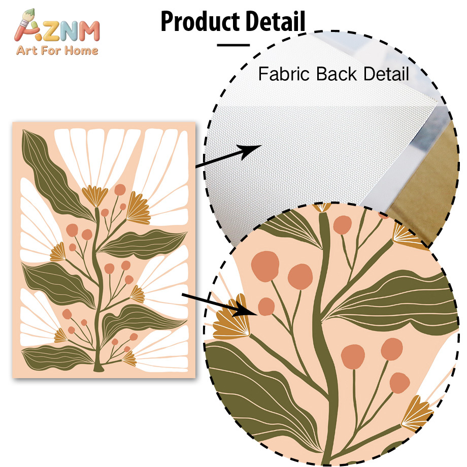 AZNM Boho Floral Canvas Wall A - Home Decor Vase With Flowers ulasan dan harga