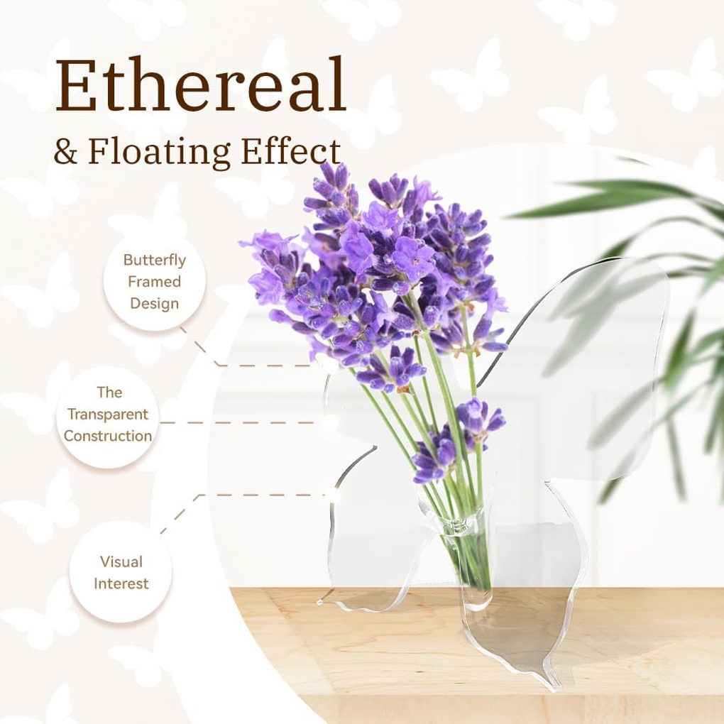 Transparent Butterfly Acrylic  - Home Decor Vase With Flowers ulasan dan harga