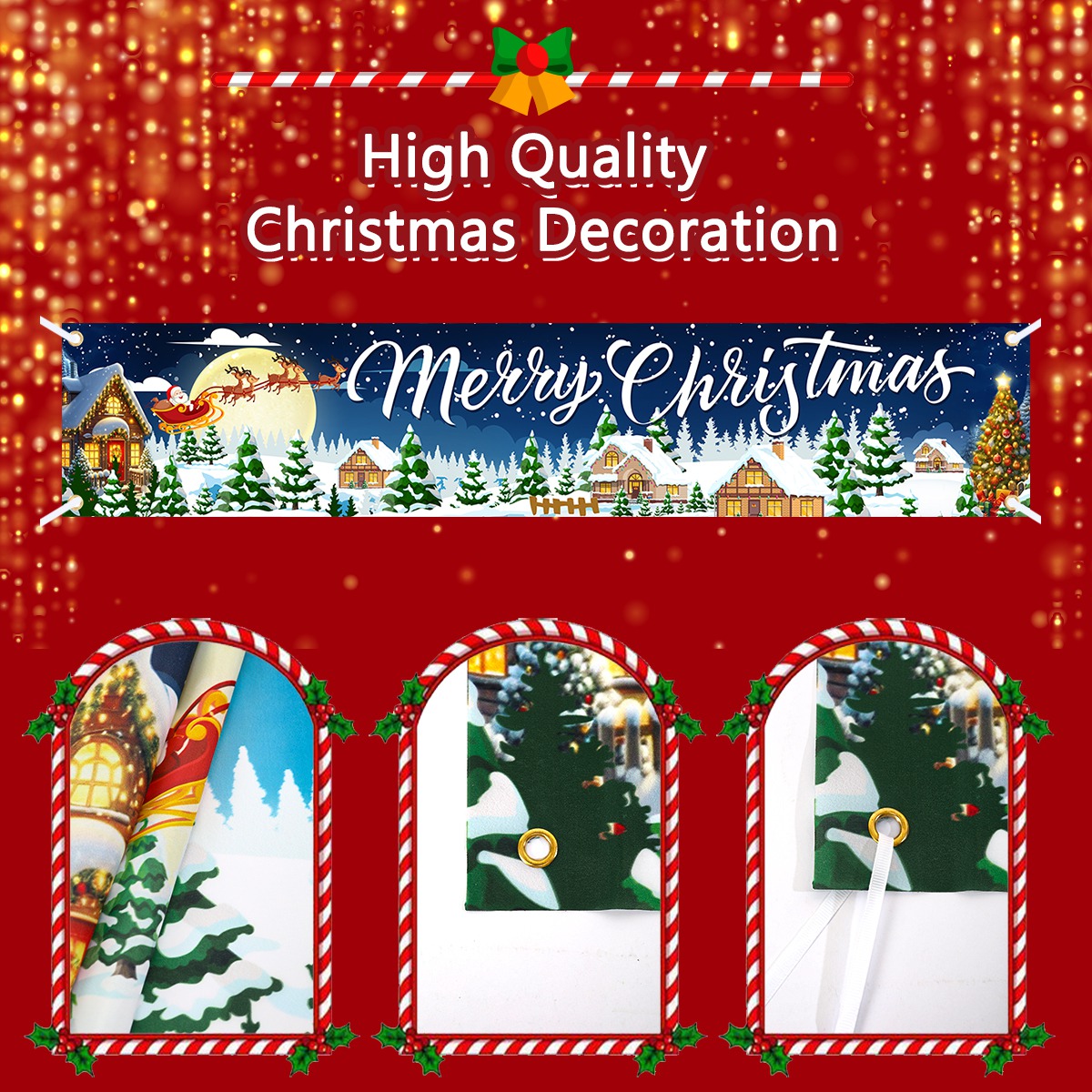 Christmas Tree Banner Christma - Home Decor Xmas Gifts ulasan dan harga